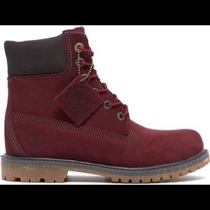 Timbs burgundy 6” premium waterproof boots